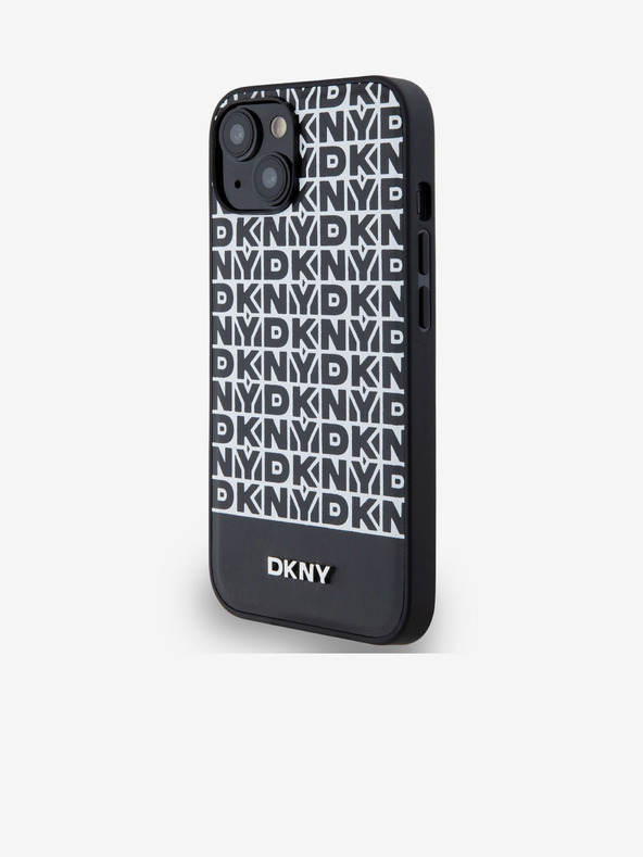 DKNY PU Usnje Repeat Pattern Bottom Stripe MagSafe Back Cover za iPhone 14 Black DKNY
