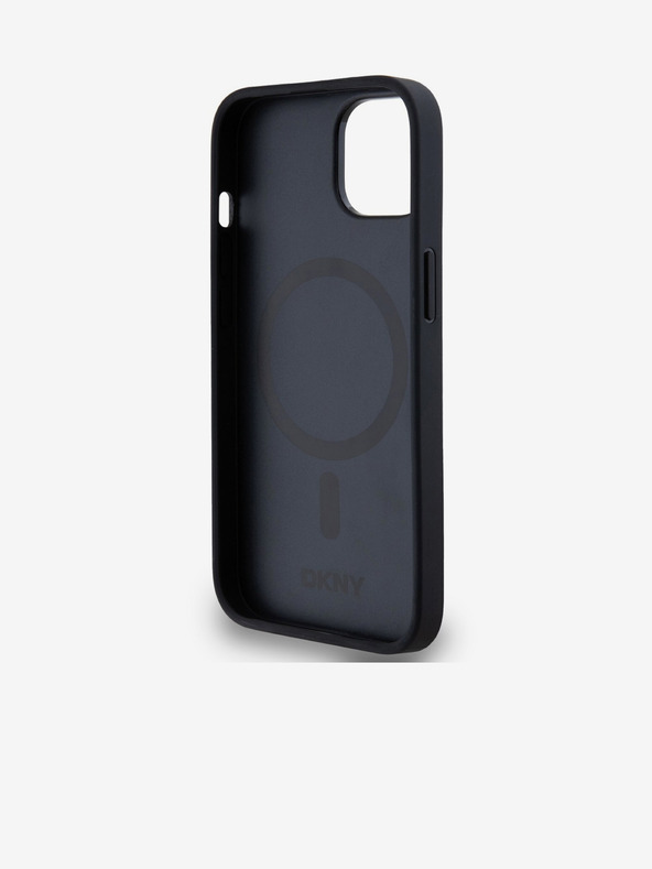 DKNY PU Usnje Repeat Pattern Bottom Stripe MagSafe Back Cover za iPhone 14 Black DKNY