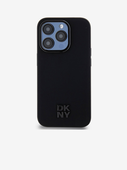 DKNY PU Usnje Stack Logo Magsafe hrbtni ovitek za iPhone 15 Pro Black DKNY