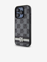 DKNY PU Usnje Checkered Pattern and Stripe Back Cover za iPhone 14 Pro Black DKNY