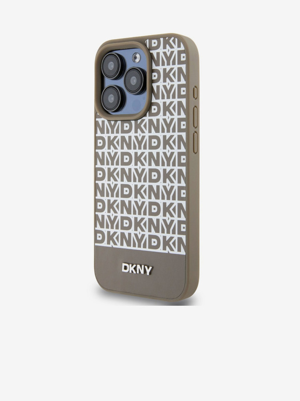 DKNY PU Leather Repeat Pattern Bottom Stripe MagSafe Back Cover za iPhone 14 Pro Brown DKNY