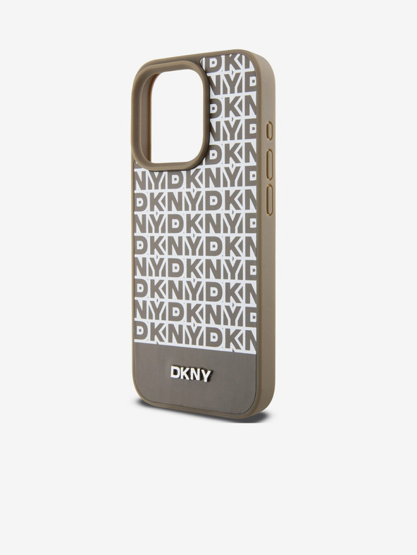 DKNY PU Leather Repeat Pattern Bottom Stripe MagSafe Back Cover za iPhone 14 Pro Brown DKNY