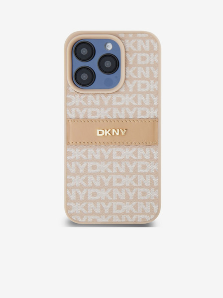 DKNY PU Leather Repeat Pattern Tonal Stripe Back Cover za iPhone 15 Pro Max Pink DKNY