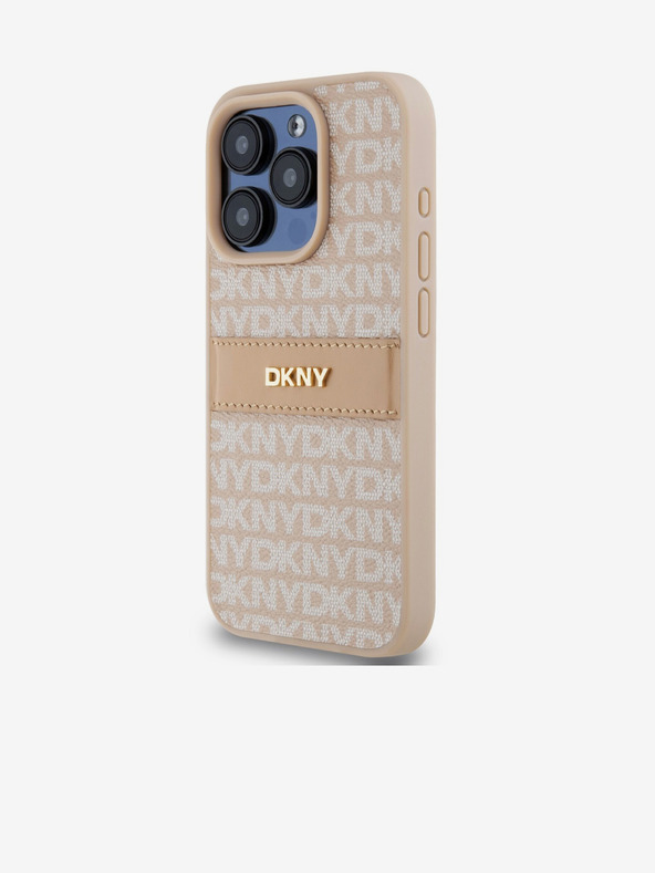 DKNY PU Leather Repeat Pattern Tonal Stripe Back Cover za iPhone 15 Pro Max Pink DKNY