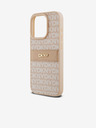 DKNY PU Leather Repeat Pattern Tonal Stripe Back Cover za iPhone 15 Pro Max Pink DKNY