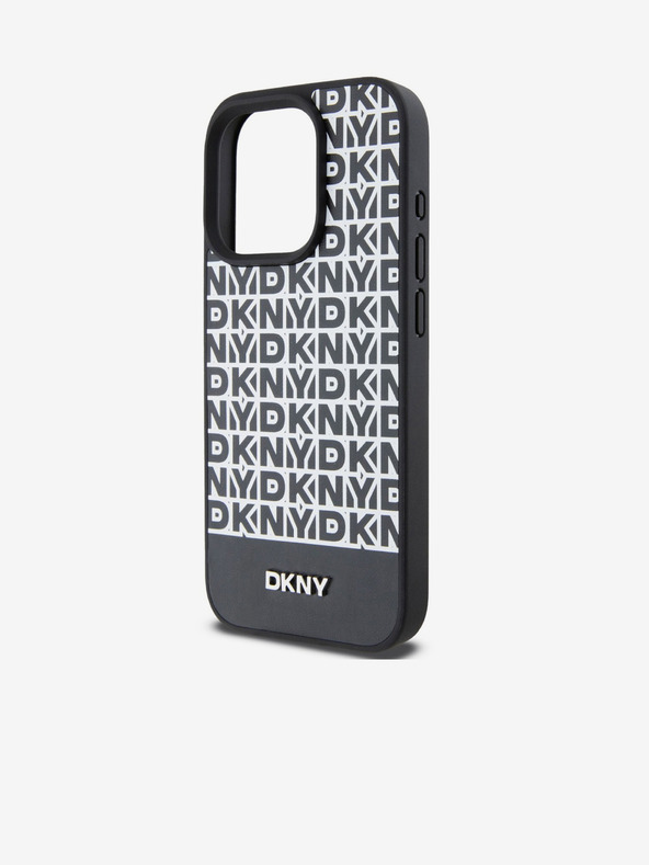 DKNY PU Leather Repeat Pattern Bottom Stripe MagSafe Back Cover za iPhone 14 Pro Black DKNY