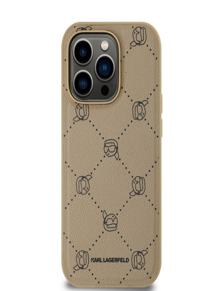 Karl Lagerfeld PU Karl Heads Pattern Magsafe Back Cover za iPhone 14 Pro Max Beige Karl Lagerfeld