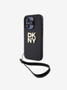 DKNY PU Leather Stack Logo Wrist Strap Back Cover za iPhone 15 Pro Max Black DKNY