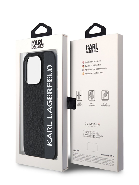 Karl Lagerfeld Karl Lagerfeld PU Saffiano Rhinestone Charm Back Cover za iPhone 15 Pro Max Black