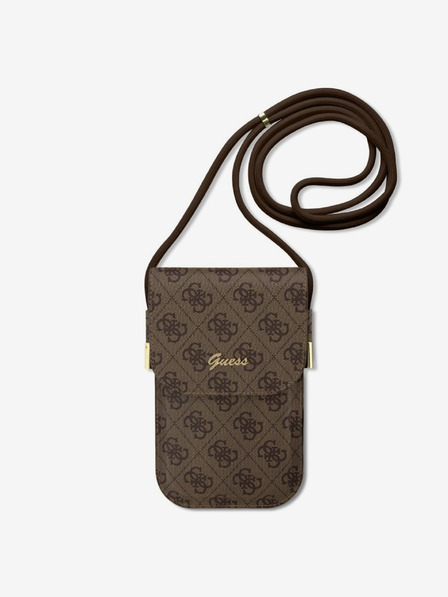 Guess Guess PU 4G Metal Logo Script torbica za telefon rjave barve