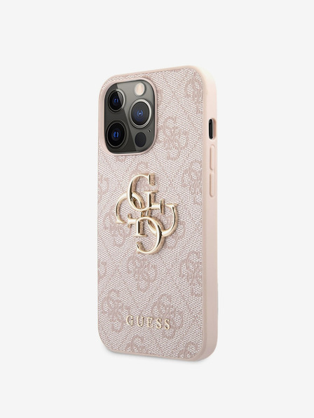 Guess Guess PU 4G kovinski zadnji ovitek z logotipom za iPhone 13 Pro roza