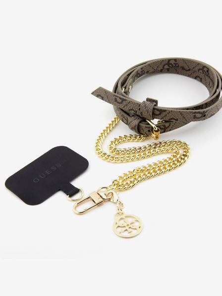 Guess Guess Crossbody trak PU 4G verižica z obeskom zlata/rjava