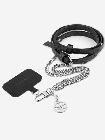 Guess Guess Crossbody trak PU 4G verižica z okrasom srebrna/črna
