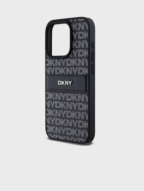 DKNY PU Leather Repeat Pattern Tonal Stripe Back Cover za iPhone 15 Pro Black DKNY