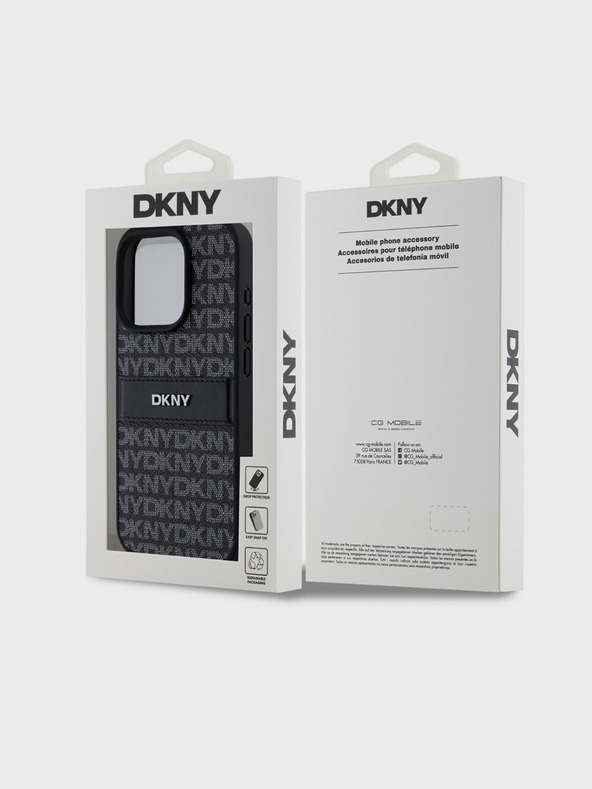 DKNY PU Leather Repeat Pattern Tonal Stripe Back Cover za iPhone 15 Pro Black DKNY
