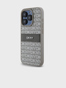 DKNY PU Leather Repeat Pattern Tonal Stripe Back Cover za iPhone 14 Pro Max Beige DKNY