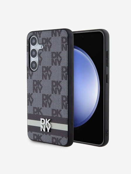 DKNY PU usnje s kvačkanim vzorcem in črto na hrbtni strani za Samsung Galaxy S24 Black DKNY