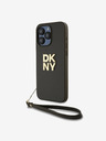 DKNY PU Leather Stack Logo Wrist Strap Back Cover za iPhone 15 Pro Max Brown DKNY