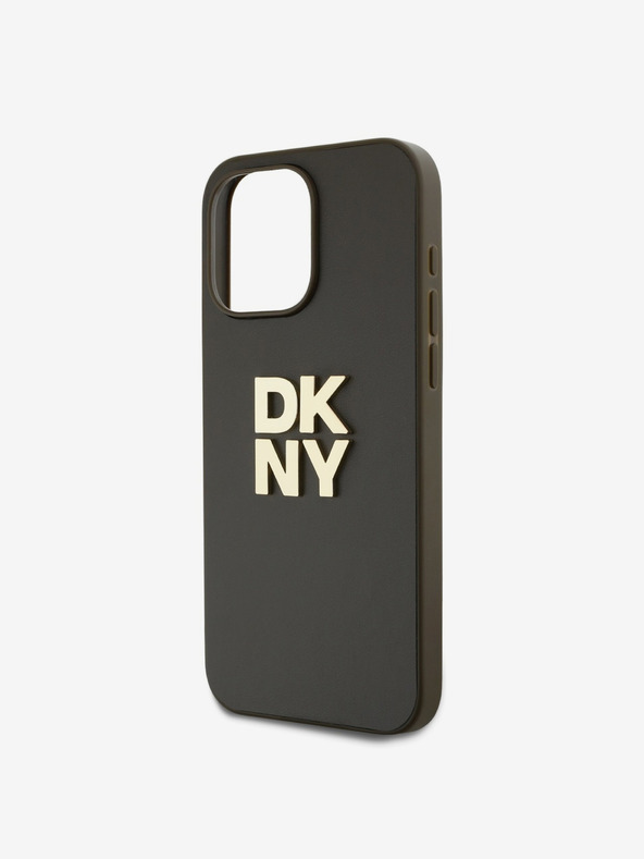 DKNY PU Leather Stack Logo Wrist Strap Back Cover za iPhone 15 Pro Max Brown DKNY