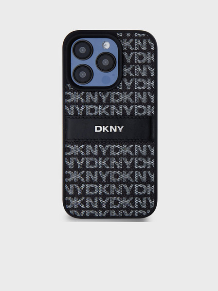 DKNY PU Leather Repeat Pattern Tonal Stripe Back Cover za iPhone 15 Pro Max Black DKNY
