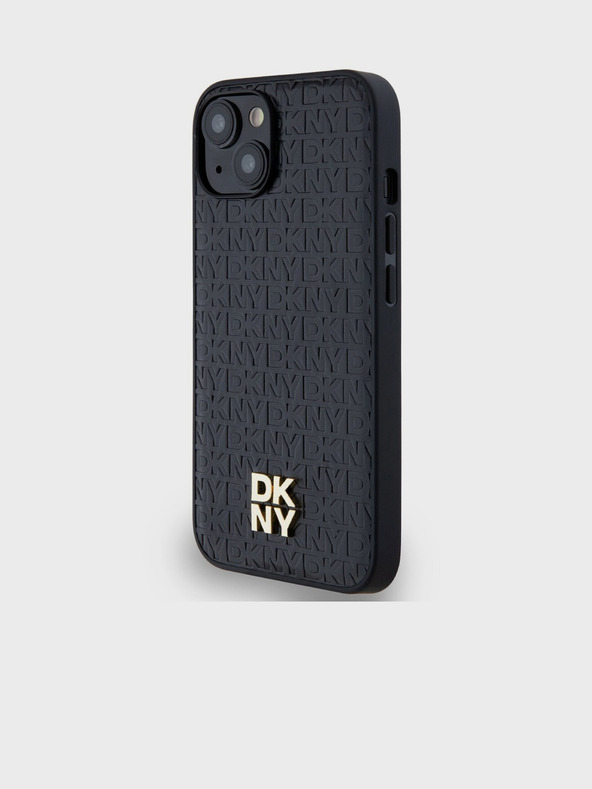 DKNY PU Leather Repeat Pattern Stack Logo Magsafe Back Cover za iPhone 15 Black DKNY