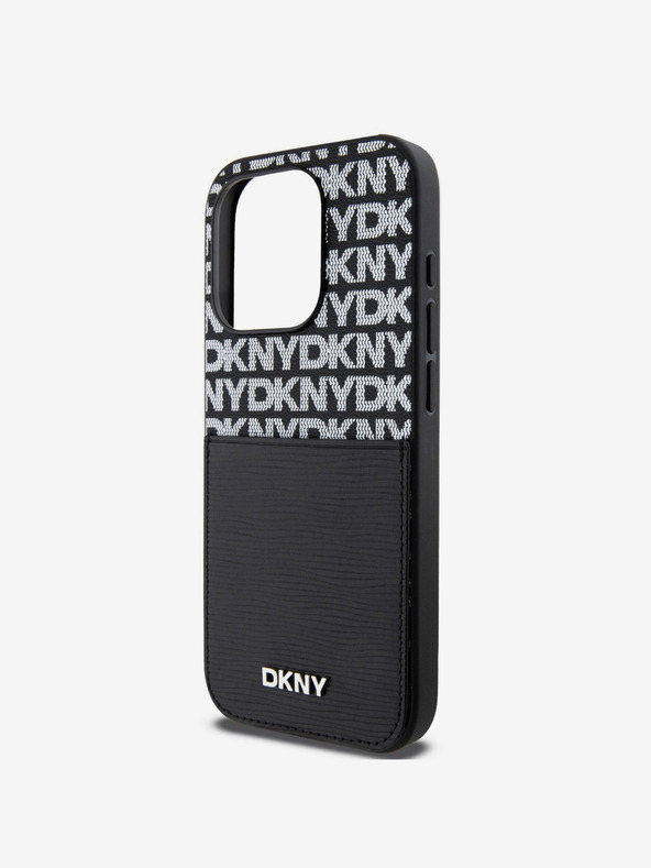 DKNY PU Leather Repeat Pattern Card Pocket Back Cover za iPhone 15 Pro Max Black DKNY