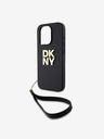 DKNY PU Leather Stack Logo Wrist Strap Back Cover za iPhone 14 Pro Max Black DKNY