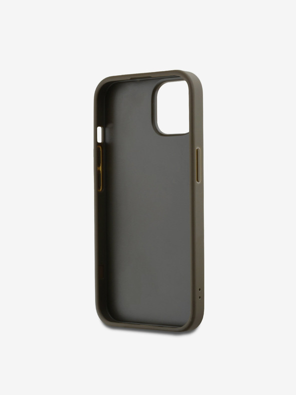 DKNY PU Leather Stack Logo Wrist Strap Back Cover za iPhone 14 Brown DKNY
