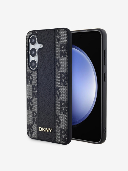 DKNY PU usnje s kvačkanim vzorcem Magsafe hrbtni ovitek za Samsung Galaxy S24 Black DKNY