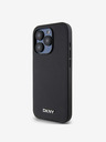 DKNY PU Leather Silver Metal Logo Magsafe Back Cover za iPhone 15 Pro Max Black DKNY