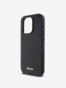 DKNY PU Leather Silver Metal Logo Magsafe Back Cover za iPhone 15 Pro Max Black DKNY