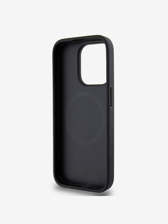 DKNY PU Leather Silver Metal Logo Magsafe Back Cover za iPhone 15 Pro Max Black DKNY