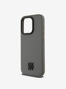 DKNY PU Usnje Stack Logo Magsafe hrbtni ovitek za iPhone 15 Pro Max Grey DKNY
