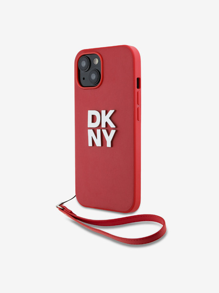 DKNY Zadnja prevleka iz PU usnja z logotipom za zapestje za iPhone 14 rdeča DKNY