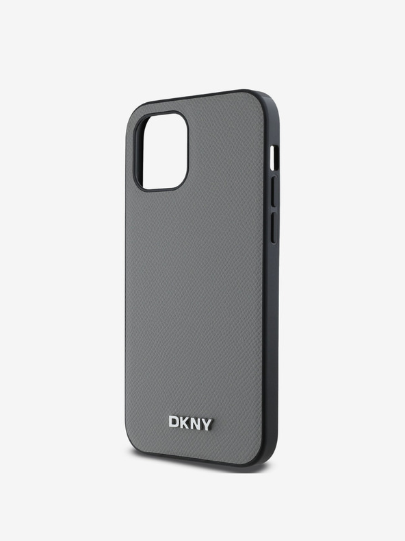 DKNY PU Leather Silver Metal Logo Magsafe Back Cover za iPhone 12/12 Pro Grey DKNY