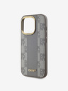 DKNY PU Usnje Checkered Pattern Magsafe Back Cover za iPhone 15 Pro Beige DKNY