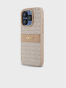 DKNY PU Leather Repeat Pattern Tonal Stripe Back Cover za iPhone 14 Pro Pink DKNY