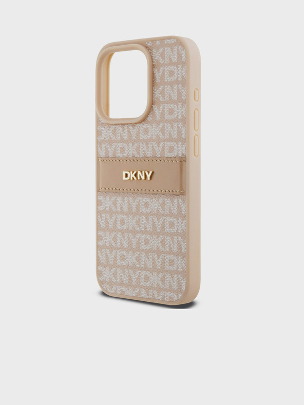 DKNY PU Leather Repeat Pattern Tonal Stripe Back Cover za iPhone 14 Pro Pink DKNY