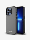DKNY PU Leather Silver Metal Logo Magsafe Back Cover za iPhone 15 Pro Max Grey DKNY