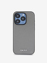 DKNY PU Leather Silver Metal Logo Magsafe Back Cover za iPhone 15 Pro Max Grey DKNY