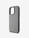 DKNY PU Leather Silver Metal Logo Magsafe Back Cover za iPhone 15 Pro Max Grey DKNY