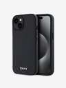 DKNY PU Usnje Silver Metal Logo Magsafe Back Cover za iPhone 14 Black DKNY