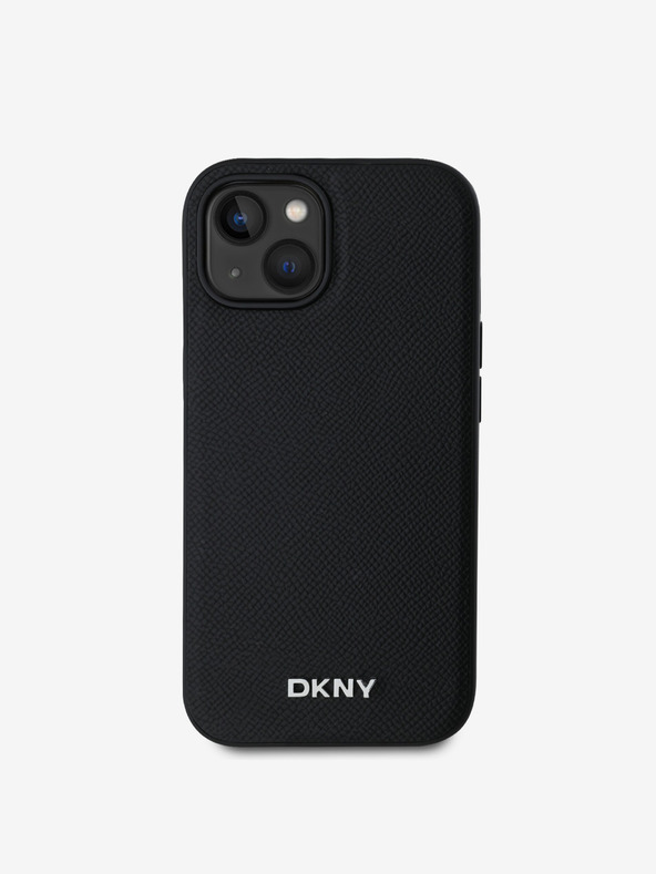 DKNY PU Usnje Silver Metal Logo Magsafe Back Cover za iPhone 14 Black DKNY