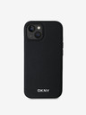 DKNY PU Usnje Silver Metal Logo Magsafe Back Cover za iPhone 14 Black DKNY