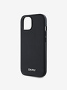 DKNY PU Usnje Silver Metal Logo Magsafe Back Cover za iPhone 14 Black DKNY