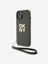 DKNY PU Leather Stack Logo Wrist Strap Back Cover za iPhone 13 Brown DKNY