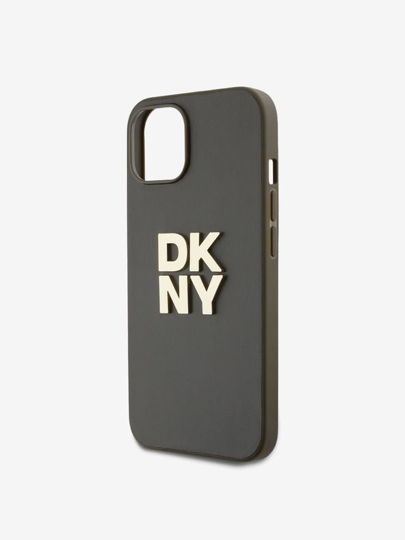 DKNY PU Leather Stack Logo Wrist Strap Back Cover za iPhone 13 Brown DKNY