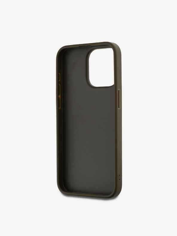 DKNY PU Leather Stack Logo Wrist Strap Back Cover za iPhone 14 Pro Max Brown DKNY