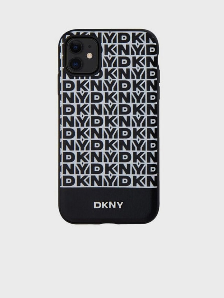 DKNY PU Usnje Ponavljajoči se vzorec Spodnji trak MagSafe hrbtni ovitek za iPhone 11 Črna DKNY