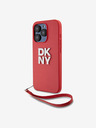 DKNY PU Leather Stack Logo Wrist Strap Back Cover za iPhone 15 Pro Red DKNY